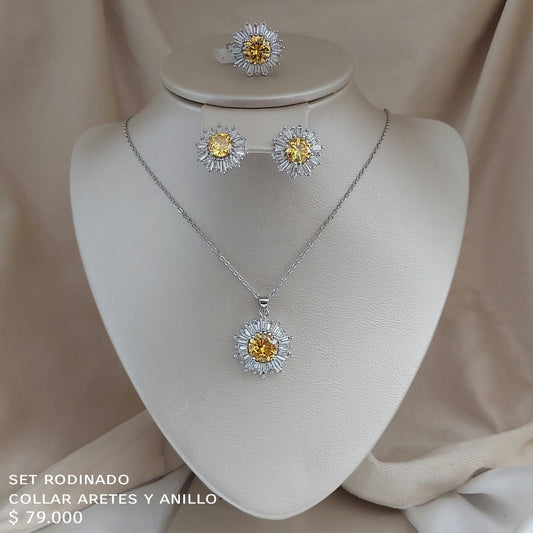 Set de collar aretes y anillo de oro golfield