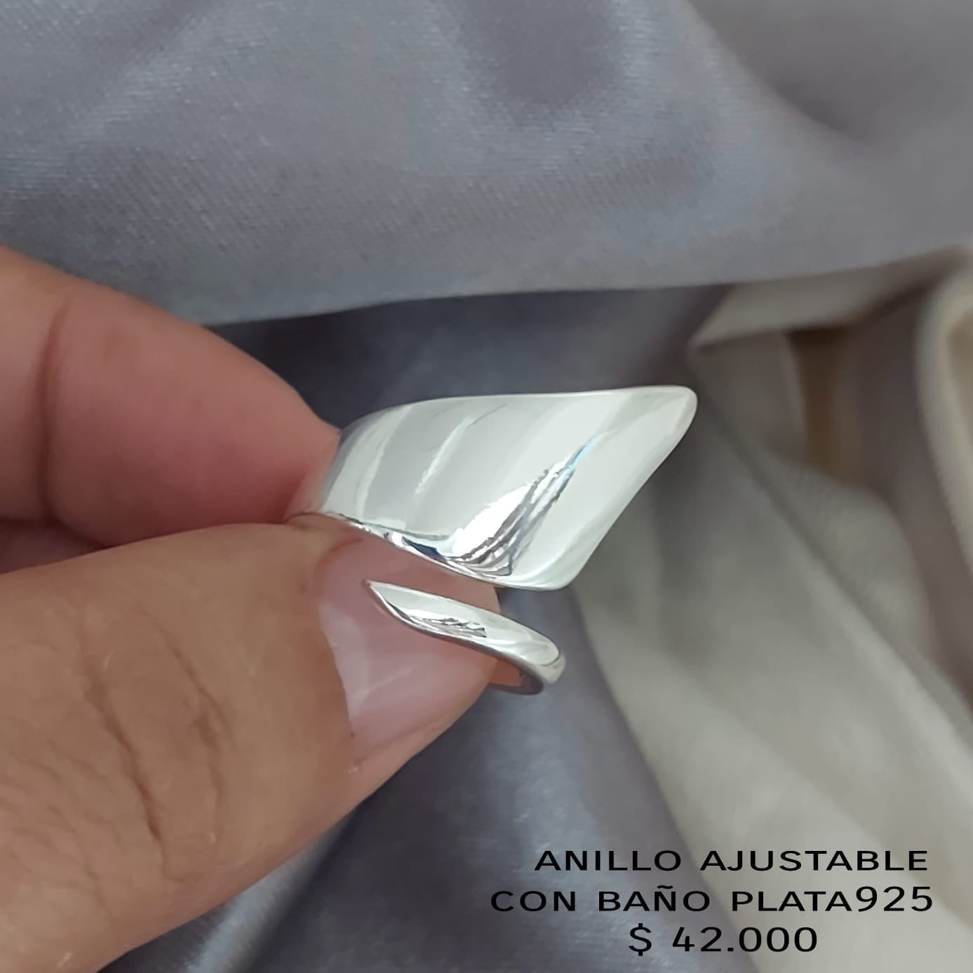 Anillo ajustable con baño plata925