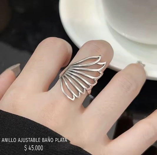 Anillo ajustable con baño plata