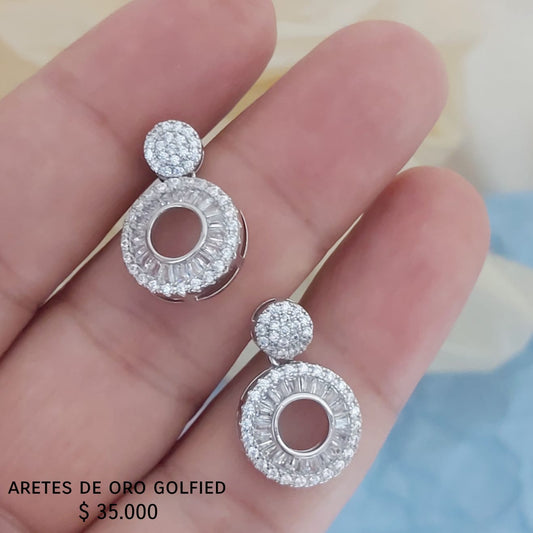 Aretes de oro golfield rodinado