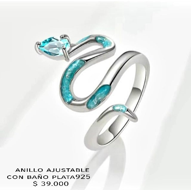 Anillo ajustable con baño plata925