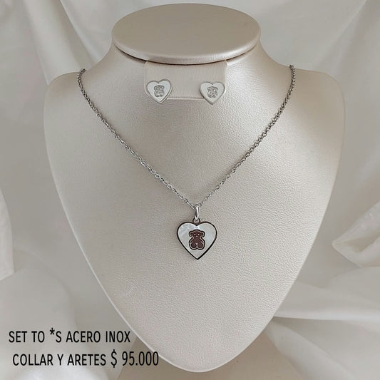 Set to*s collar y aretes acero inox