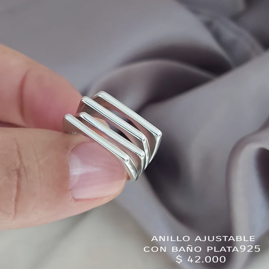 Anillo ajustable con baño plata925