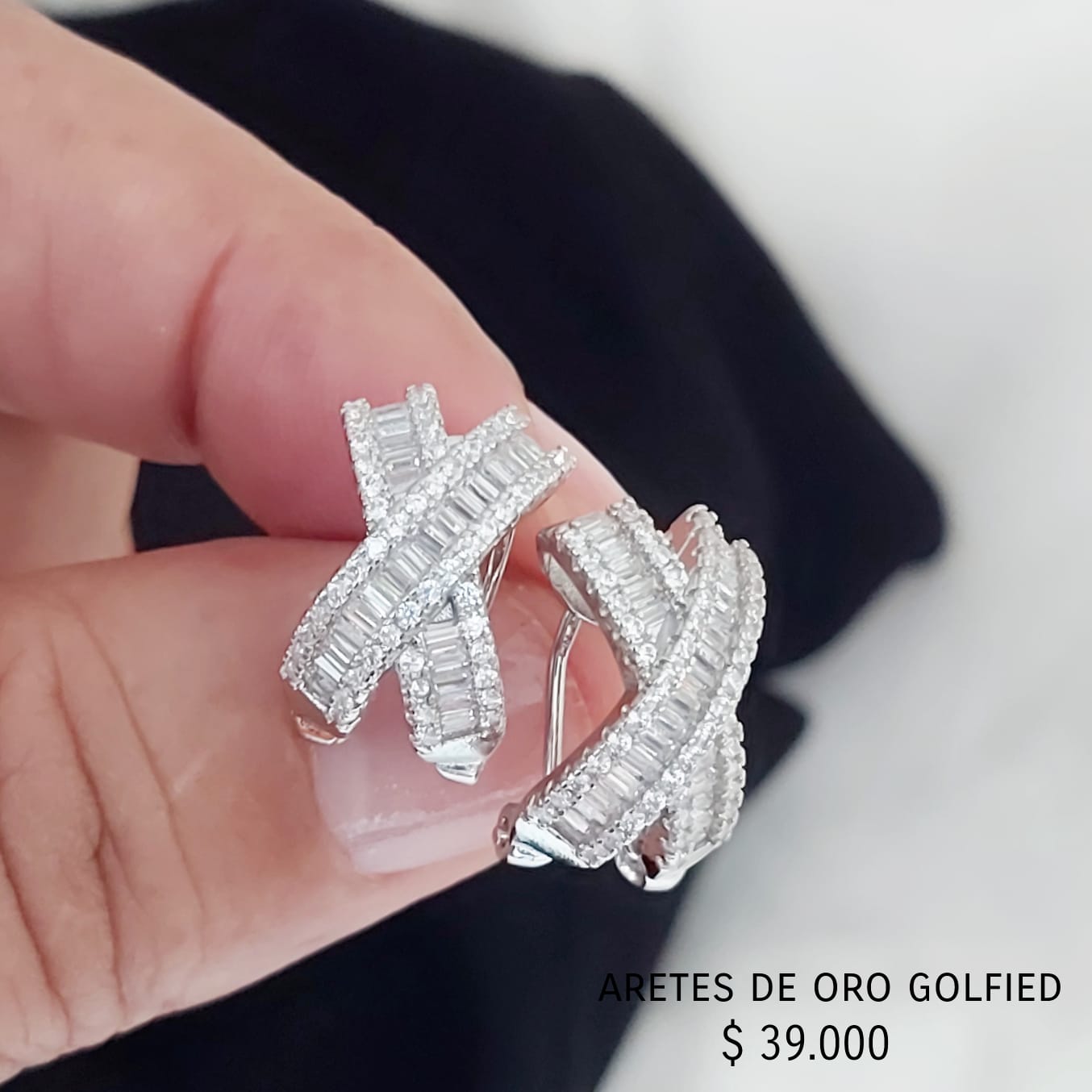 Aretes de oro golfield rodinado
