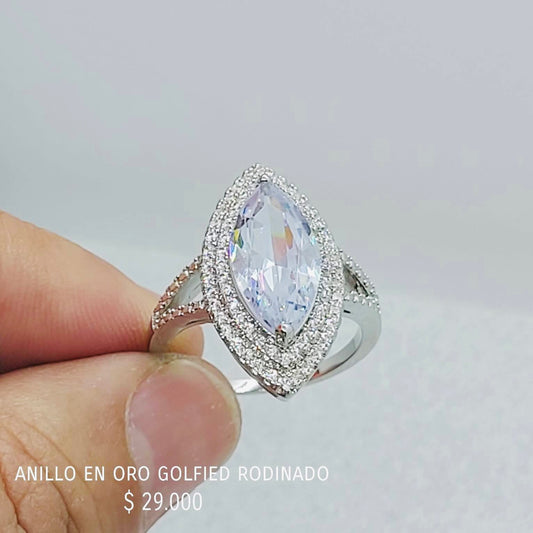 Anillo de oro golfield rodinado
