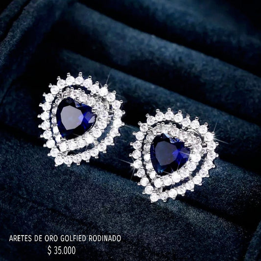 Aretes golfield rodinado con circónes