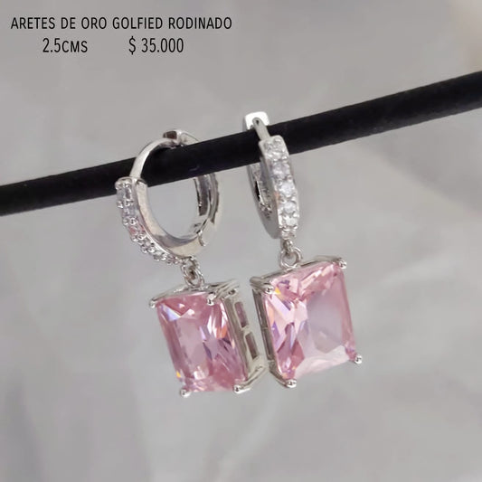 Aretes de oro golfield rodinado