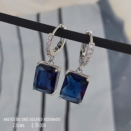 Aretes de oro golfield rodinado