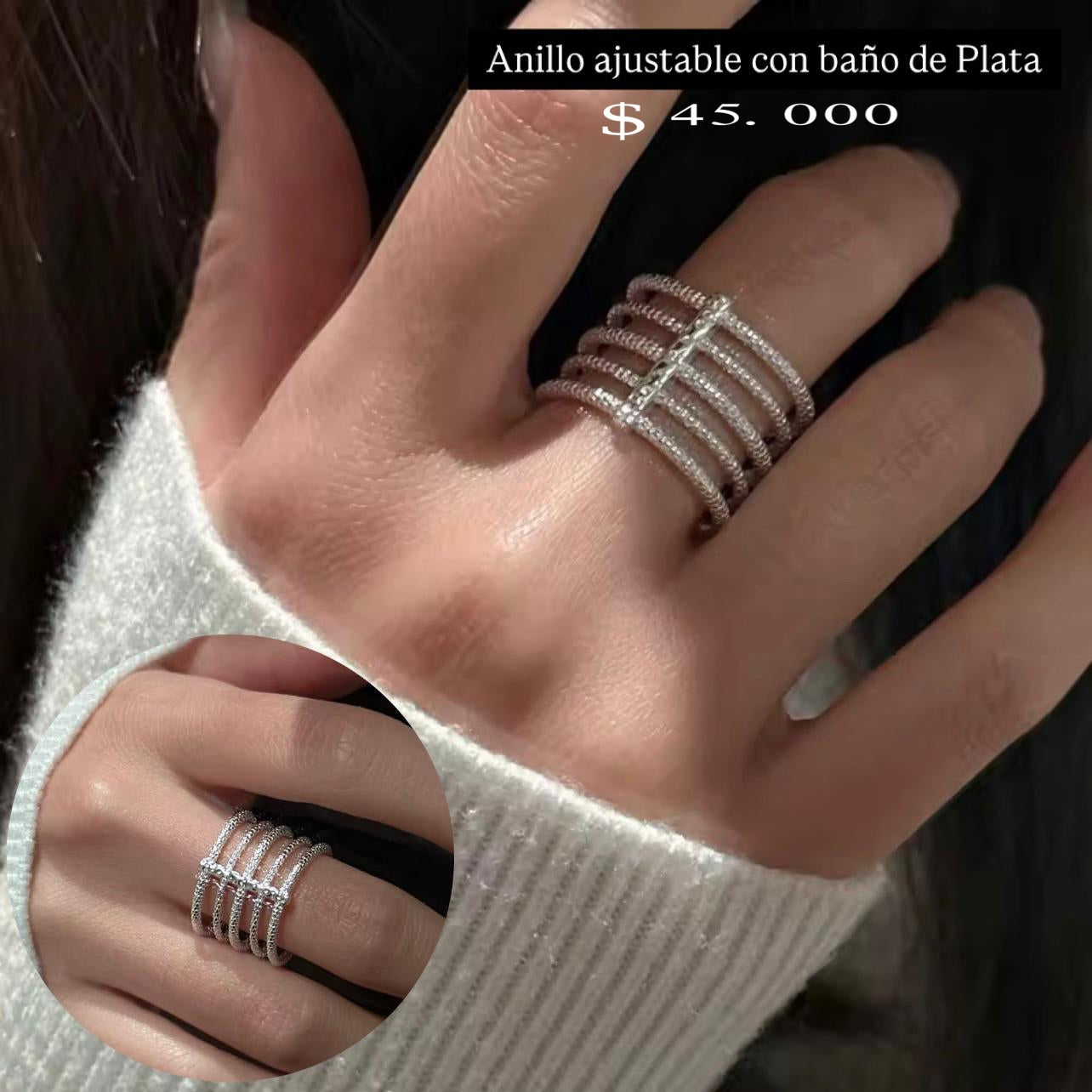 Anillo ajustable baño plata