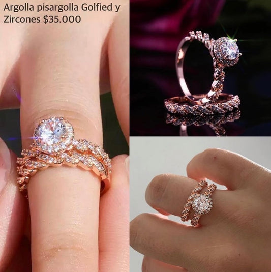 Anillo y pisargolla de oro golfield