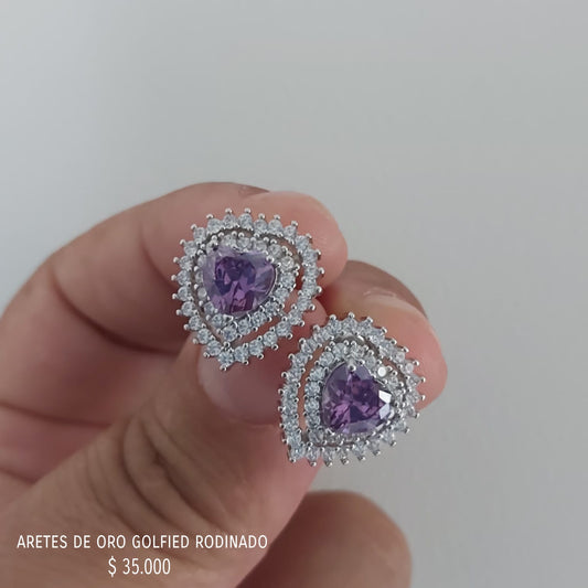Aretes de oro golfield rodinado