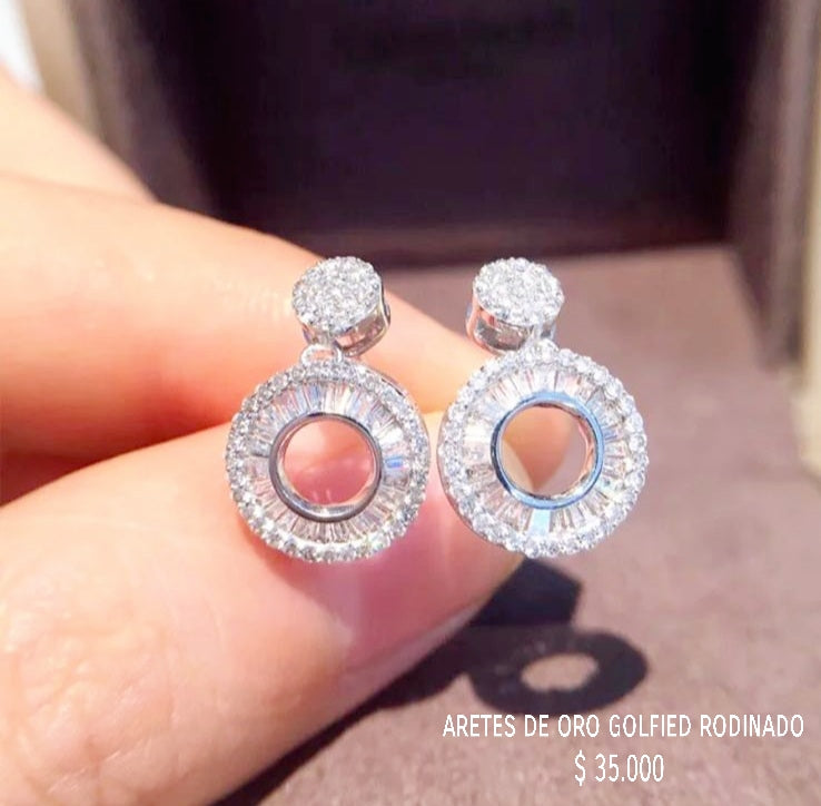 Aretes de oro golfield rodinado