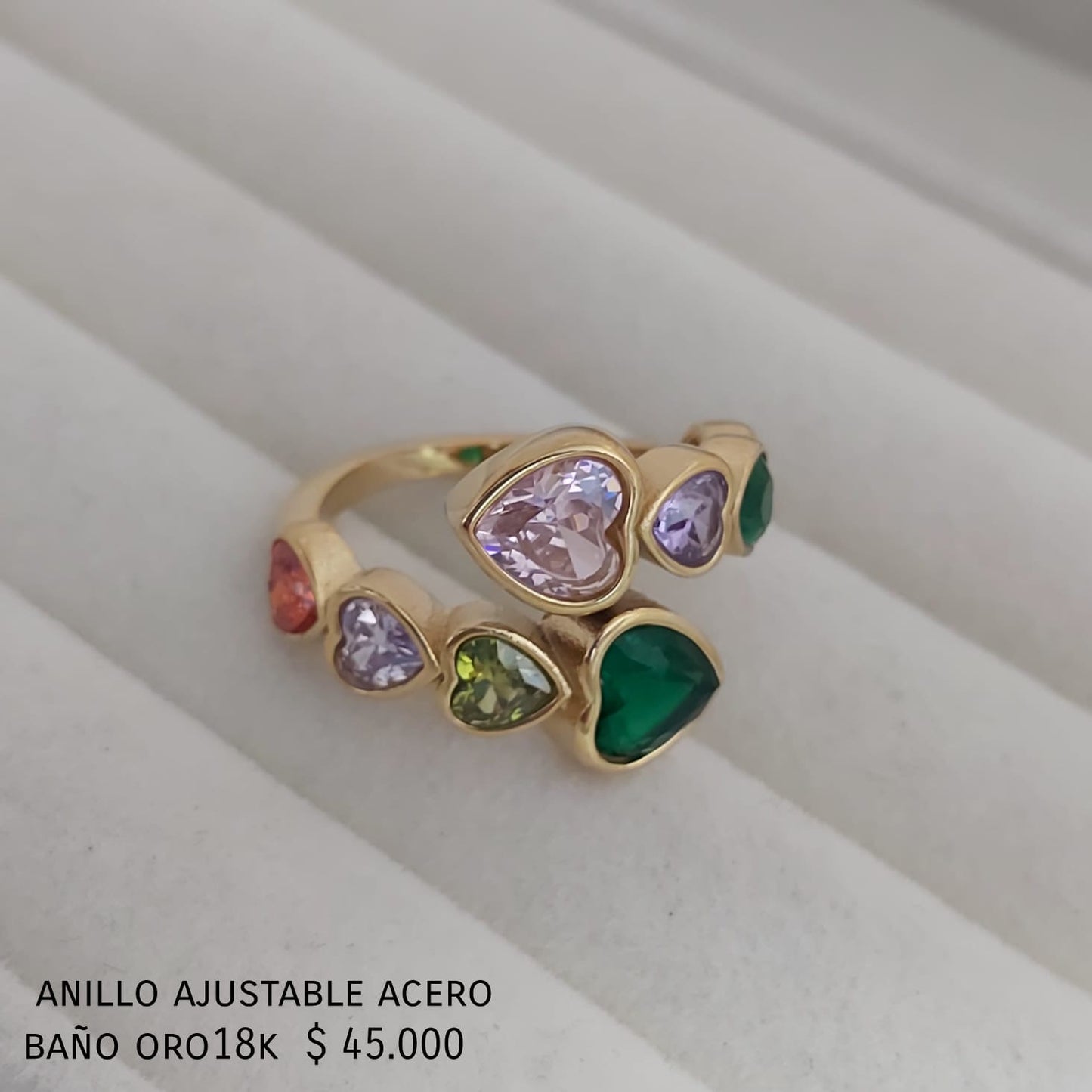 Anillo ajustable acero inox baño oro18k