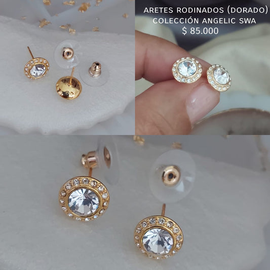 Aretes rodinados y cristales Swa (dorados)