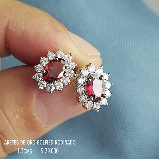 Aretes de oro golfield rodinado