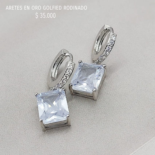 Aretes de oro golfield rodinado