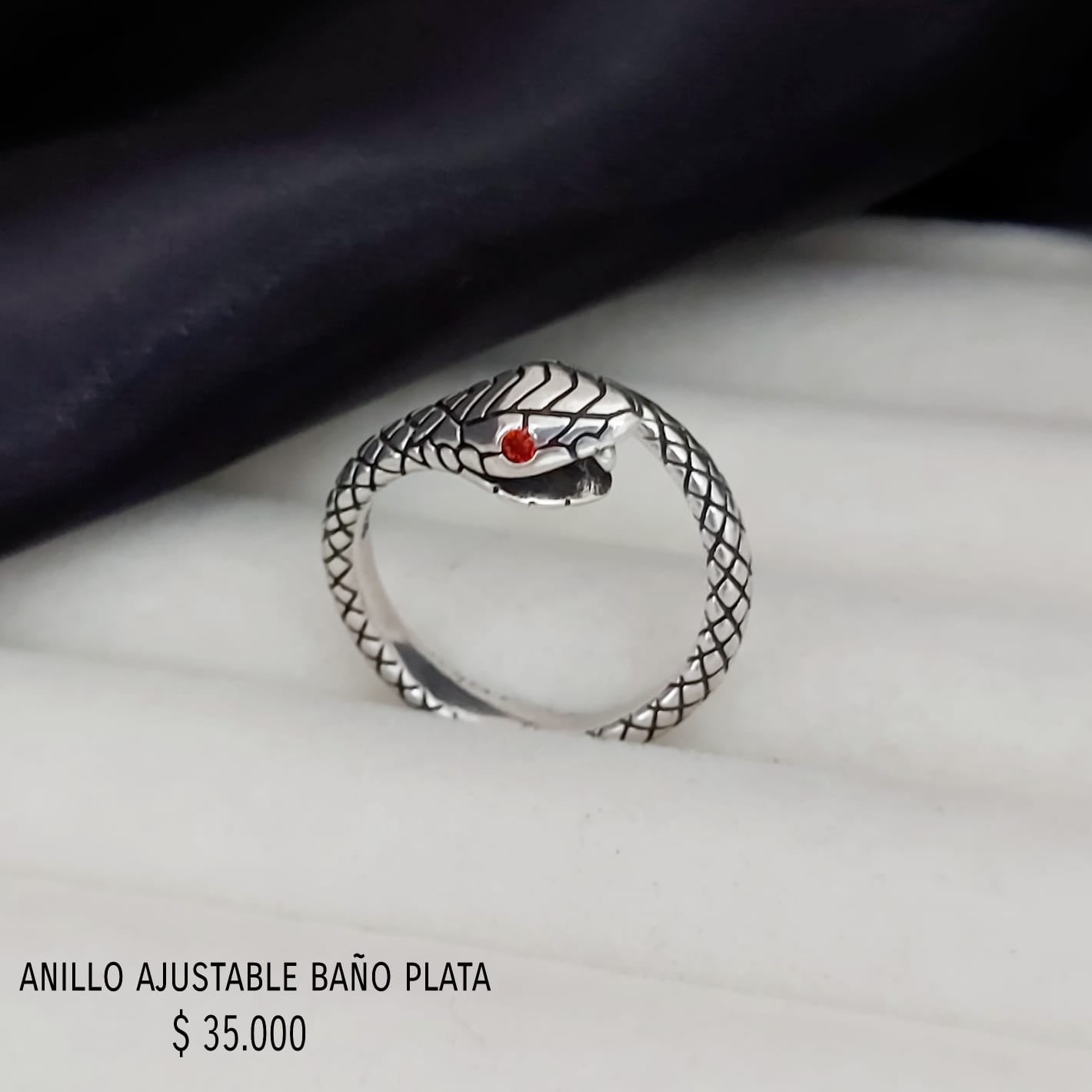 Anillo ajustable con baño plata