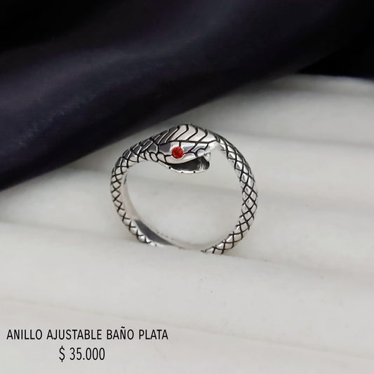 Anillo ajustable con baño plata