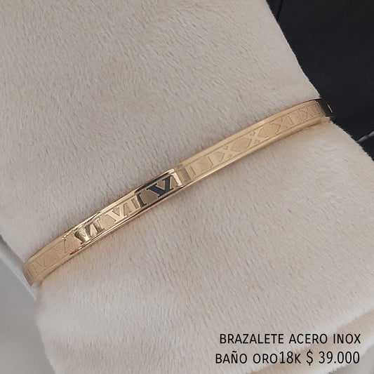 Brazalete acero inox baño oro18k