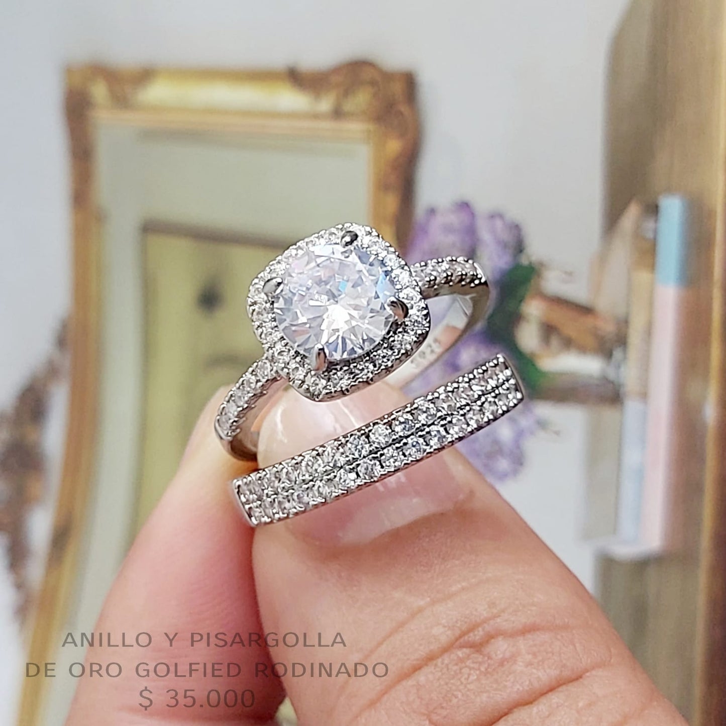 Anillo de oro golfield rodinado