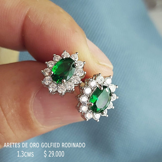 Aretes de oro golfield rodinado