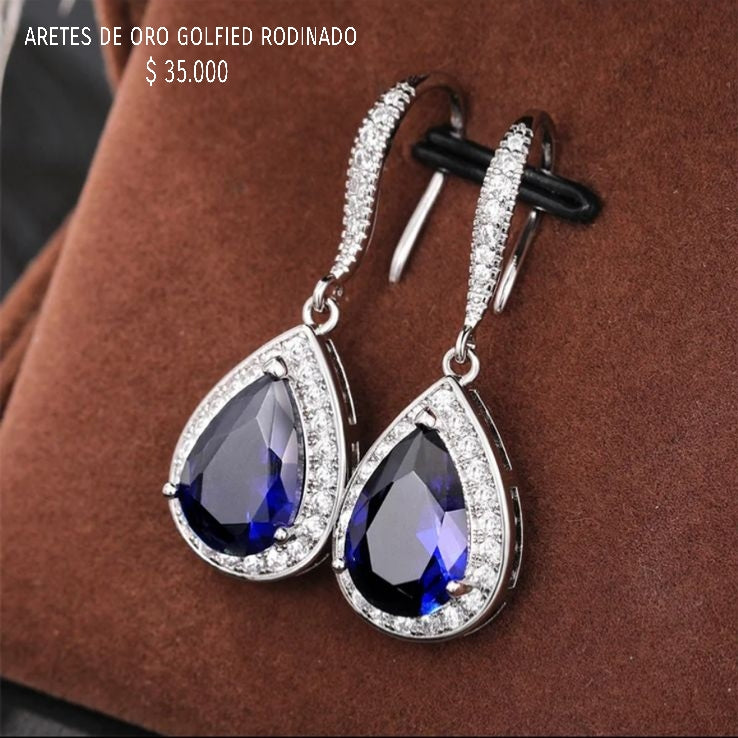 Aretes de oro golfield rodinado