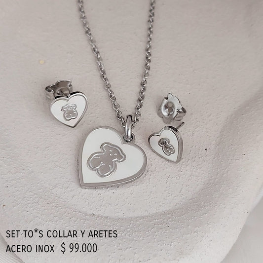 Set to*s collar y aretes acero inox