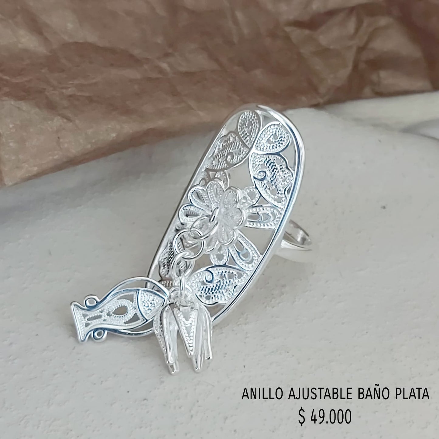 Anillo ajustable baño plata