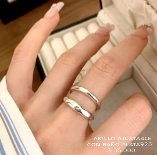 Anillo ajustable con baño de plata925