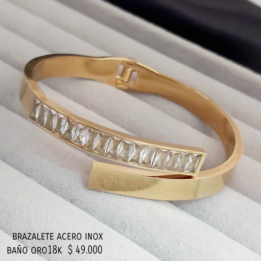 Brazalete acero inox baño oro18k
