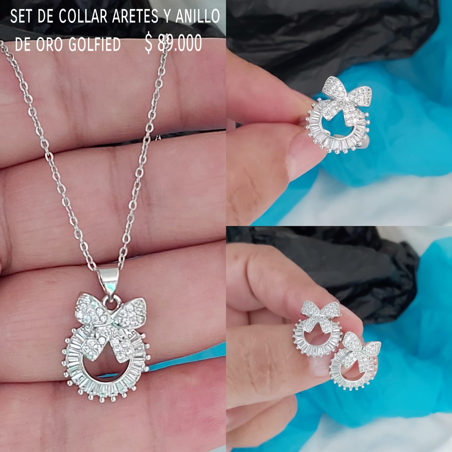 Set de collar aretes y anillo de oro golfield