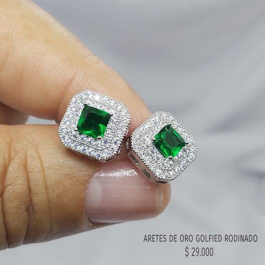 Aretes de oro golfield rodinado
