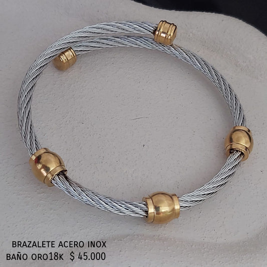 Brazalete acero inox baño oro18k