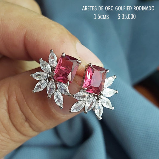 Aretes de oro golfield rodinado