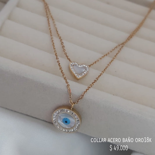 Collar acero inox baño oro18k