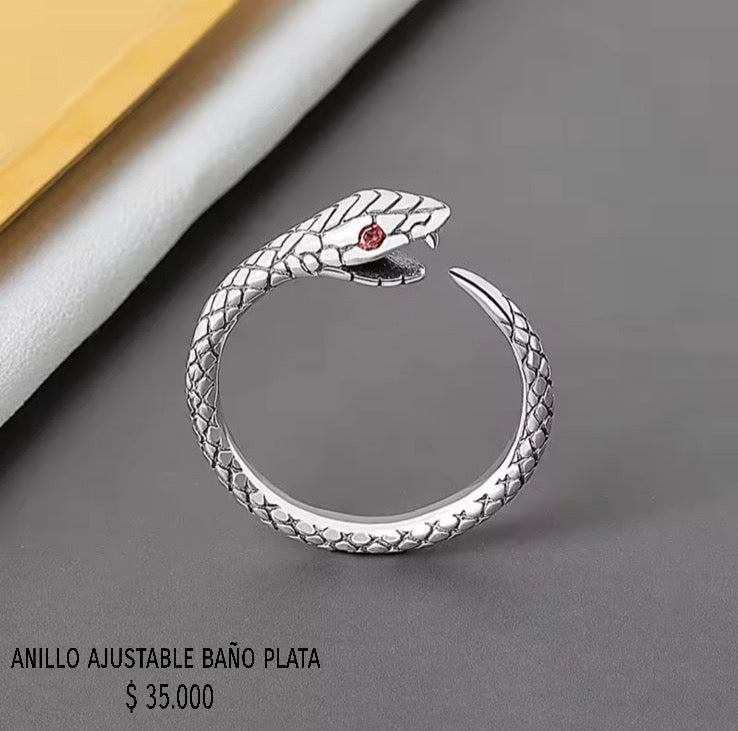 Anillo ajustable con baño plata