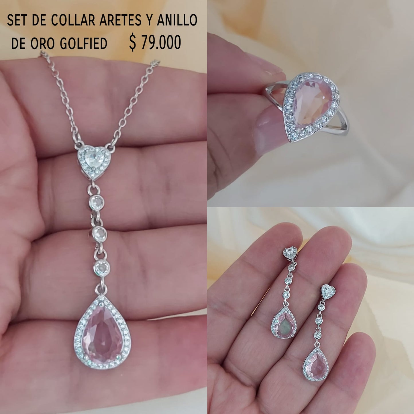Set de collar aretes y anillo de oro golfield