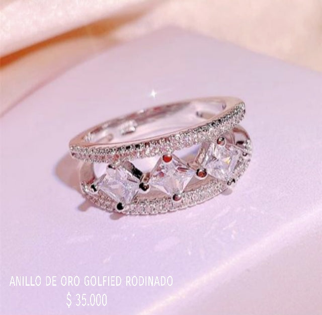 Anillo de oro golfield rodinado