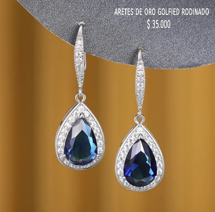 Aretes de oro golfield rodinado