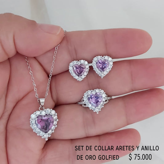 Set de collar aretes y anillo de oro golfield