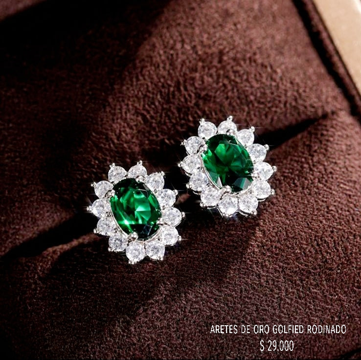 Aretes de oro golfield rodinado