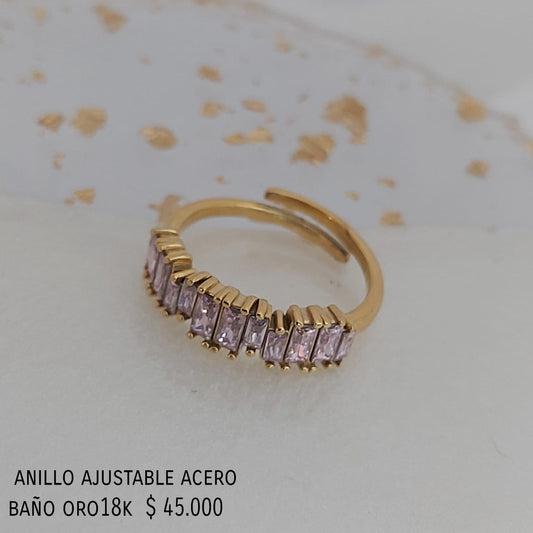 Anillo acero inox baño oro18k