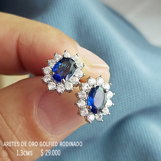 Aretes de oro golfield rodinado