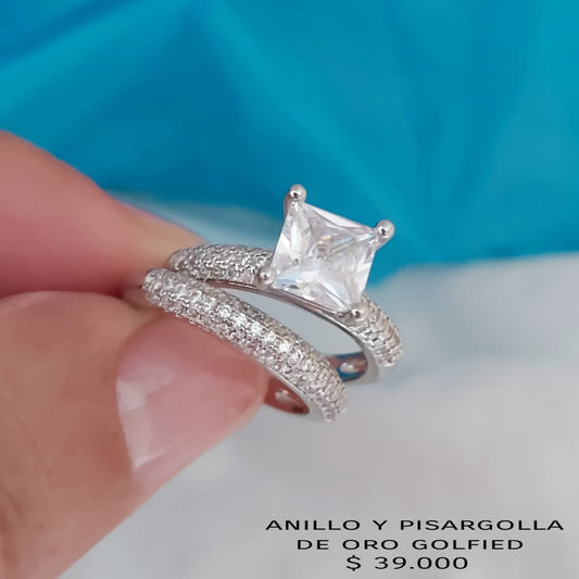 Anillo y pisargolla de oro golfield