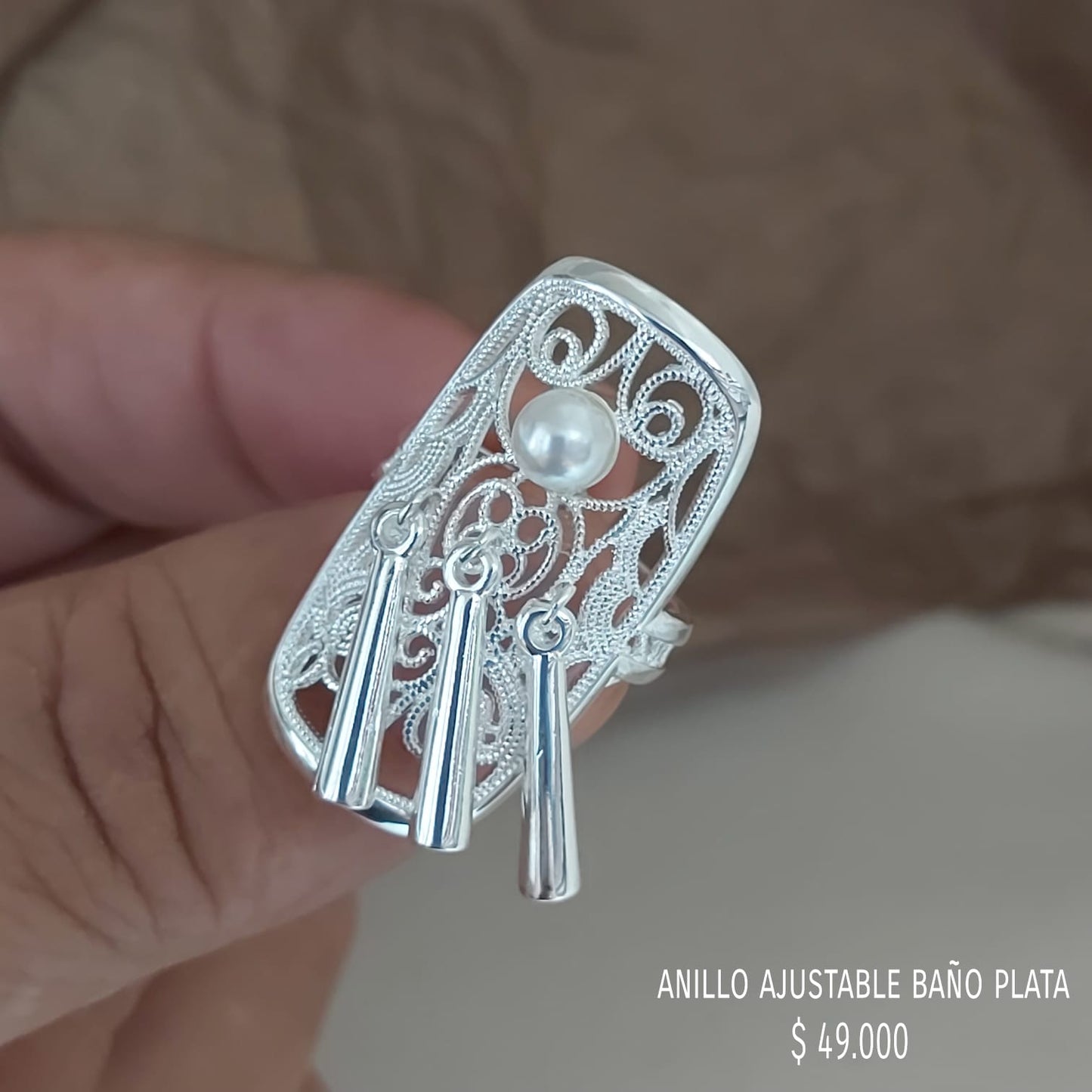 Anillo ajustable baño plata