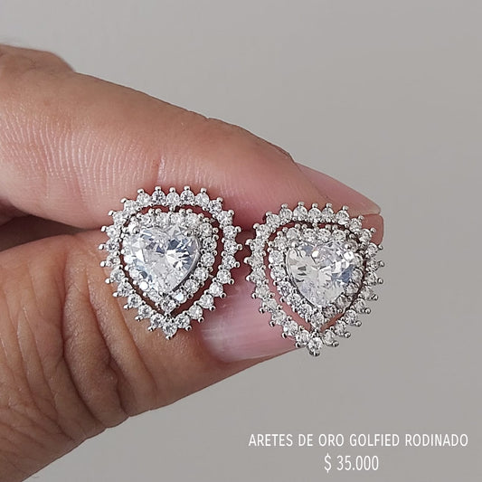 Aretes de oro golfield rodinado