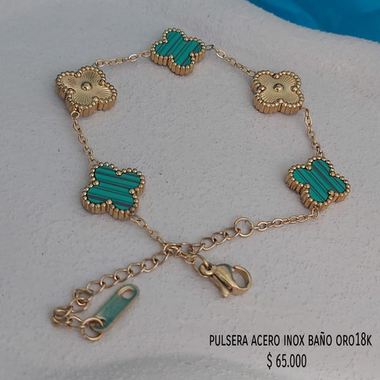 Pulsera acero inox oro18k