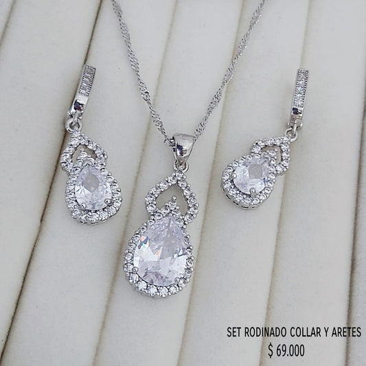 Set collar y aretes rodinados