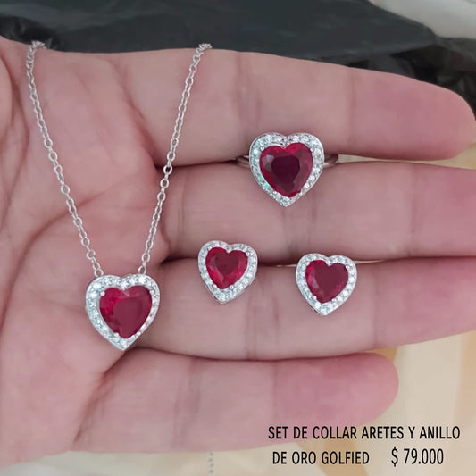 Set de collar aretes y anillo de oro golfield