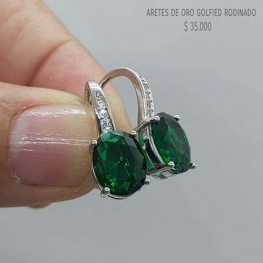 Aretes de oro golfield rodinado